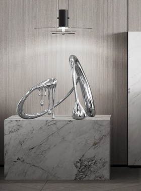 售楼部展厅大型抽象电镀水滴雕塑商场门店玻璃钢落地开业艺术摆件