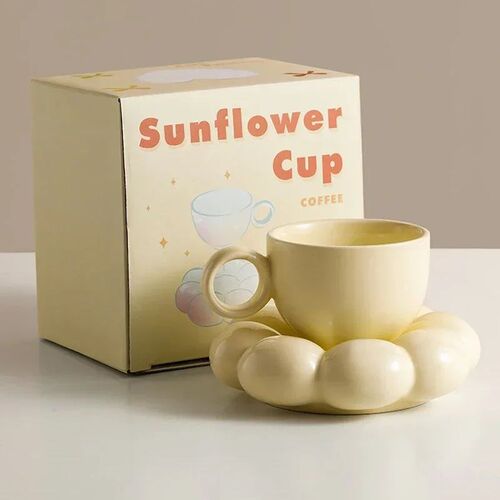 200ml Ceramic Mug Cute Cloud Decorative Plate Coffee Cup Set
