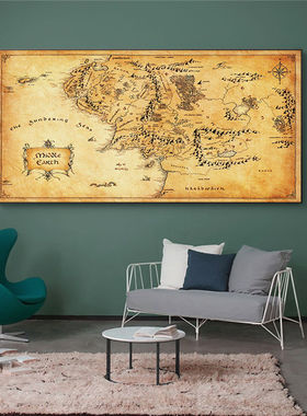 Movie Map Of Middle Earth Canvas Painting Posters and Prints