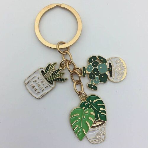 Cute fashion keychain ladies succulent potted succulent shap