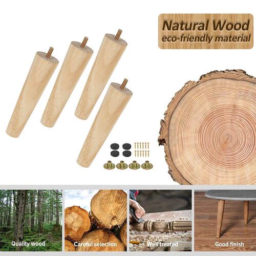 4Pcs Furniture Leg Wooden Replacement Furniture Feet 8/15/20