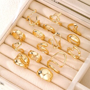exaggerated rings戒指套装 pieces irregular set gold