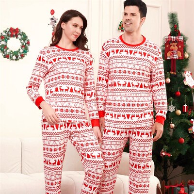 Christmas Family Matching Pajamas Set Couple Striped Pyjamas