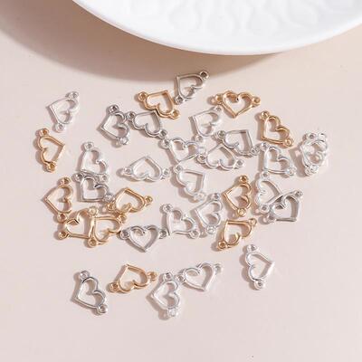 100pcs/lot 15*9mm Three Color Fashion Love Heart Charms Conn