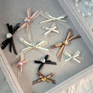 1Pcs Eugen Yarn Bow Bilayer Ribbon Colorful Nail Decoration