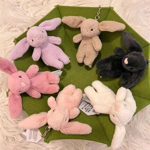 Stuffed Animals Cute Cartoon Rabbit Keychain Love Pompom Tri