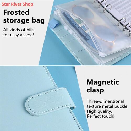 1 Set Budget Book Loose Leaf Multi-use Faux Leather Money Sa