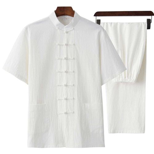 Middle-aged and Elderly Tang Suit Mens Dad Summer Short-sle