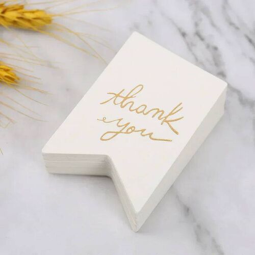 50pcs Kraft Paper Tag White Black Bronzing Thank You Tag Lug