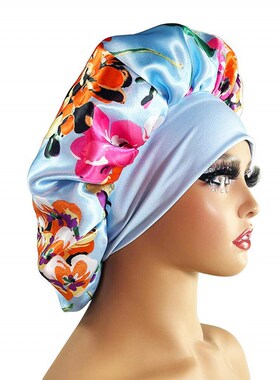 Women Satin Bonnet Cap Silky Big Bonnet for Women Floral Pri