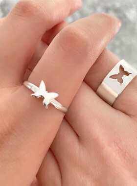 Silver Color Butterfly Rings For Women Men Lover Couple Ring