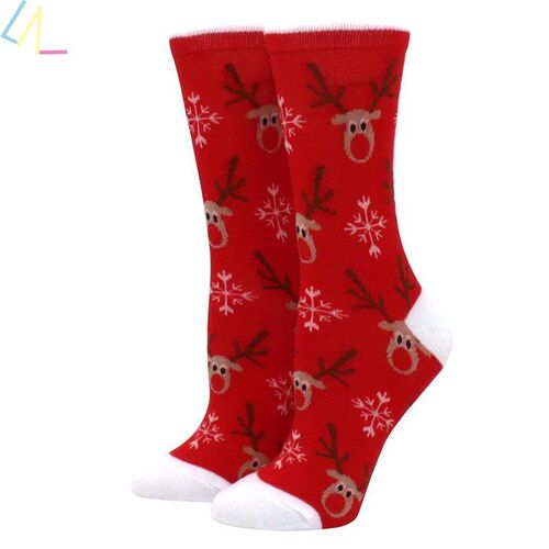 New Christmas tree reindeer fashion ladies Xmas cotton socks