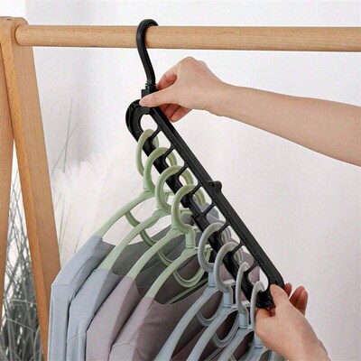 1pc - Nine hole multifunctional magic folding clothes hanger