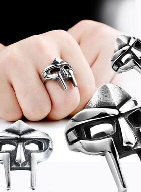 Goth Hip Hop MF DOOM Mask Rings For Men Gladiator Punk Style