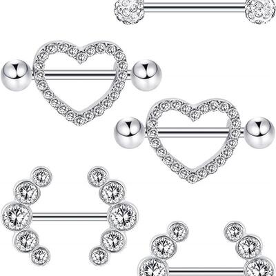 1 Pair Heart Barbell Nipple Ring Piercing Helix Piercing Sex