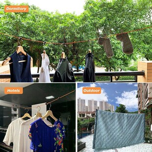 8 Meters Clothesline Retractable Washing Line Travel Clothes