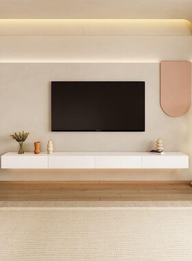 Creamy air hanging TV cabinet modern simple small apartment