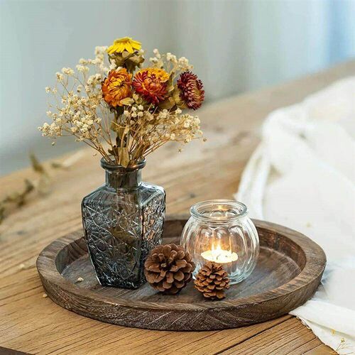 Wooden Tray Fruit Storage Trays Candle Holder Multi-purpose
