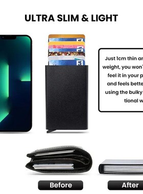 Men ID Credit Bank Card Holder Wallet Anti Rfid Smart Anti R