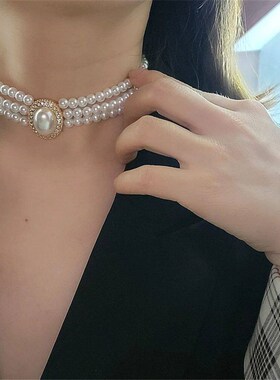 Luxury Vintage Three-layer Pearl Collar Choker, 2024 New In
