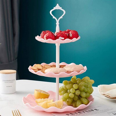 3 Tier Plastic Round Serving Trays Cake Stand Cupcake Holder