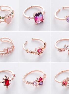 New cate Zircon Rings Micro-inlaid Crystal Elegant Flowers H