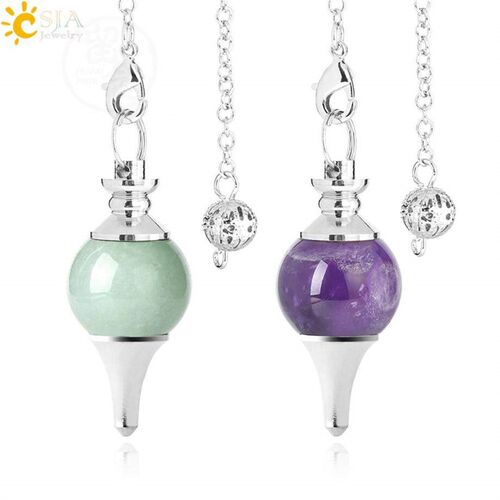 ~Csja Round White Crystal Amethyst powder crystal pendant sp