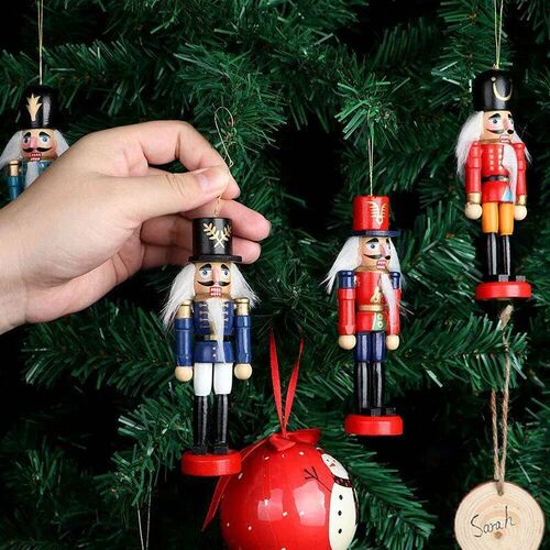 6pcs Mini Wooden Nutcracker Ornament Soldier Figure Christma