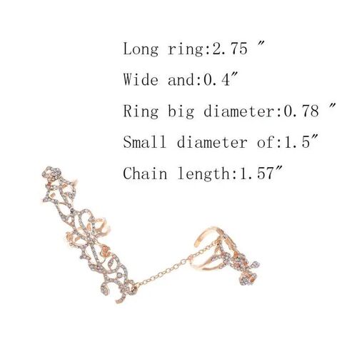 New Fashion Chain Link Ring Full Rhinestone Vintage Flower D