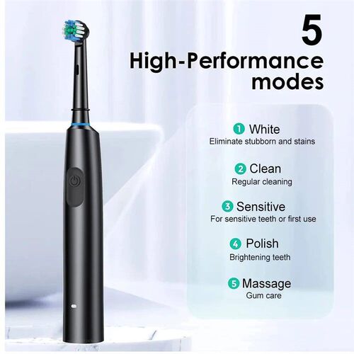 Rotating lack White Pink Electric Toothbrush for Adults with