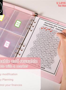 A5 100天 Envelope Challenge Binder Money Saving Planner Book
