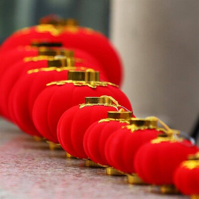 Wholesale New Year Flocking Little Red Lantern Hanging Ornam