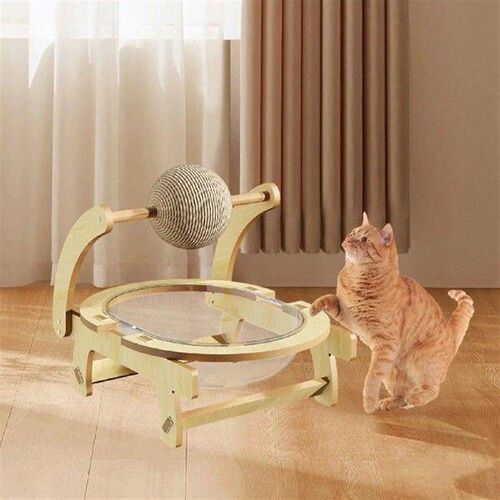 Wooden Space Capsule Cat Bed Activity Center Easy Cleaning