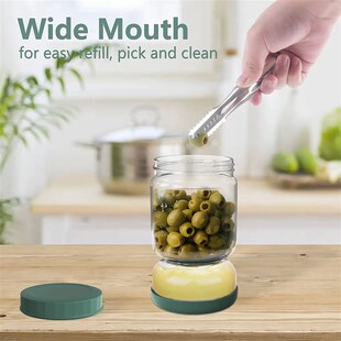 Glass Strainer Jug Lids Hourglass with Jar Pickles Olives