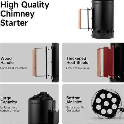 Charcoal Grill Chimney Starter Rapid Fire BBQ Accessory