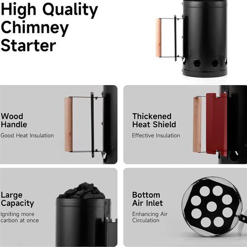 Charcoal Grill Chimney Starter Rapid Fire BBQ Accessory