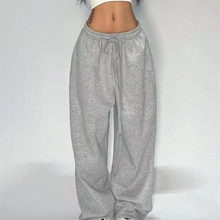 New Wide Joggers Hot Women Black Sweatpants Gray Casual Leg