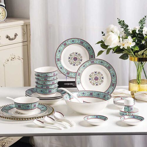 Tableware Set Jingdezhen 56-head Household Bone China Dishes