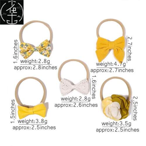 5Pcs/Set Baby Flower Bows Headband for Girls Children Elasti