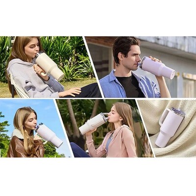 For Stanley 40oz Leak-proof Flip Lid With Straw Reusable Rep