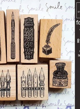 Stamp Scrapbooking Nib Pens Ink Bottle Typewriter Daily Life