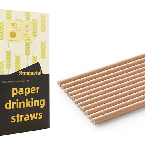 Snminetal 100 pcs Paper Straws Strip Dot Drinking Straw Disp