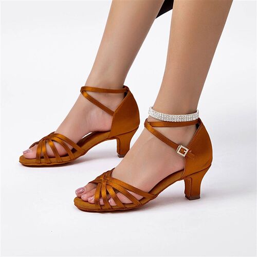 Chic Latin Dance Shoes - Low Heel and Adjustable Straps - Pe