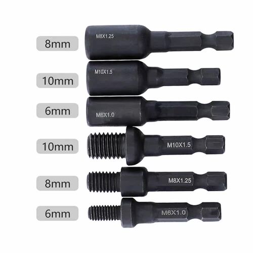 6Pcs M6 M8 M10 Cr-Mo Self-Tapping Socket Adapter Set For Ins