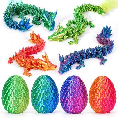 3D Printed Easter Dragon Eggs with Dragon Inside Fidget Toy