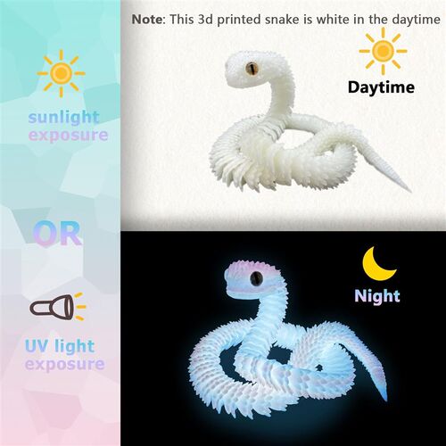 24in 3D Printed Snake Toys, Flexible 3D Printed Animal ADHD