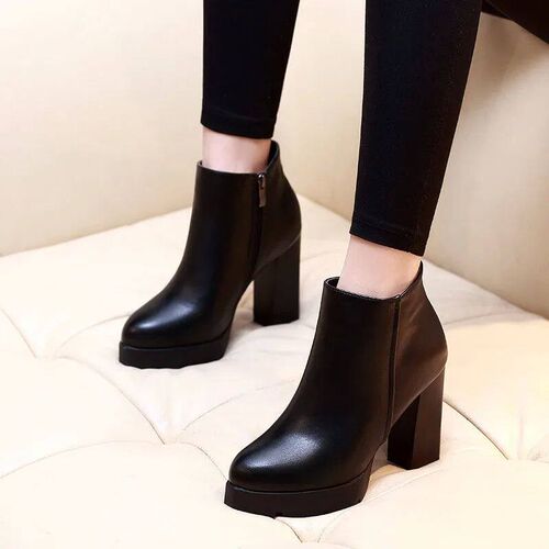 Fashion Casual Zipper Pointed Toe Soft Leather Women Shoes S