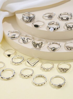 Vintage butterfly love ring set ladies joint ring蝴蝶关节戒