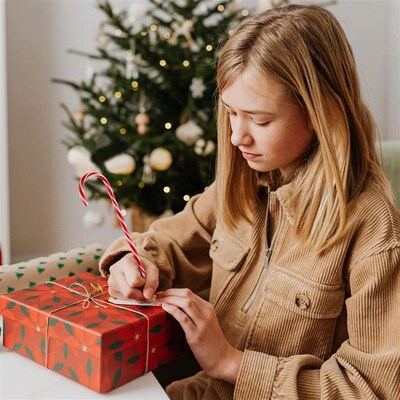 12pcs Plastic Christmas Candy Cane Shaped Ballpoint Pens Hol