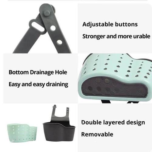 1Pc Sky Blue Creative Sink Storage And Drainage Rack Hanging
